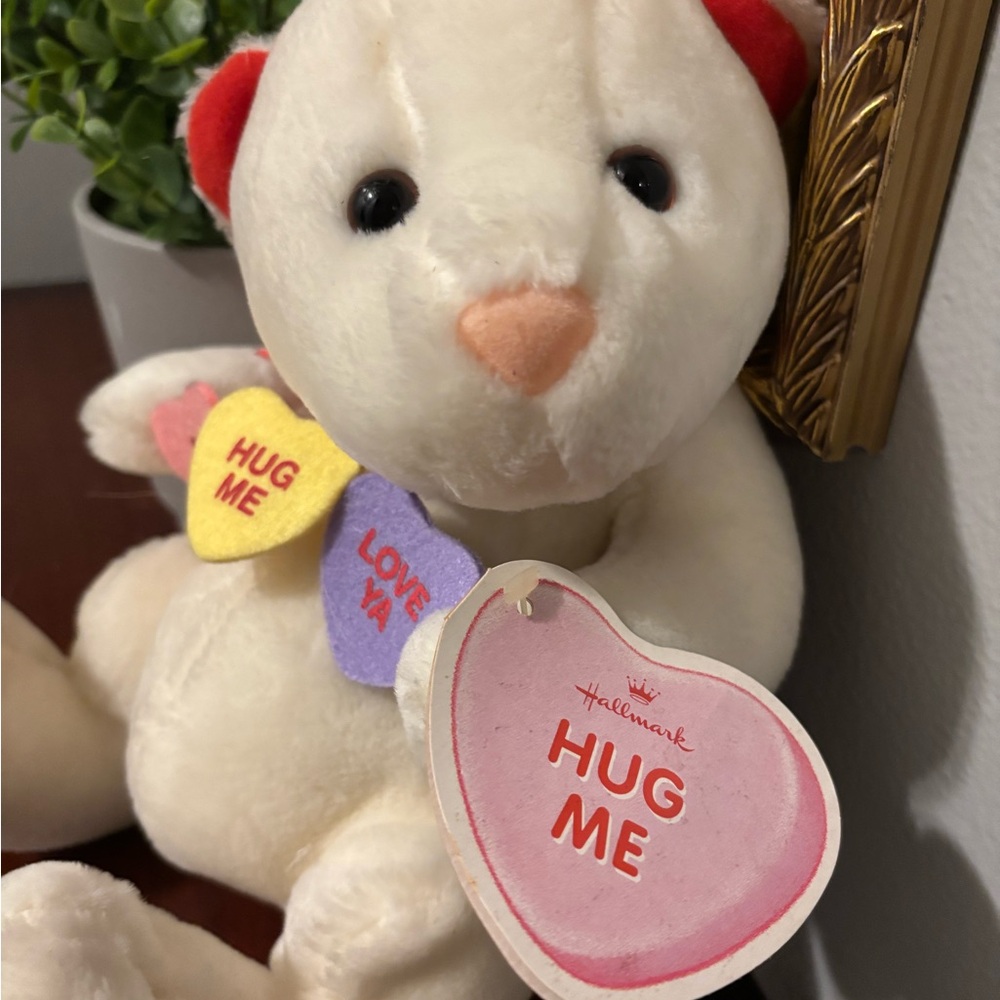 NWT Hallmark Plush Bear with Colorful Heart Messages